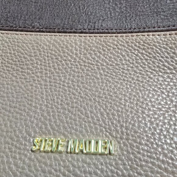 Steve Madden Colorblock Hobo Shoulder Bag Grey Taupe Black Gold Hardware - Picture 2 of 10